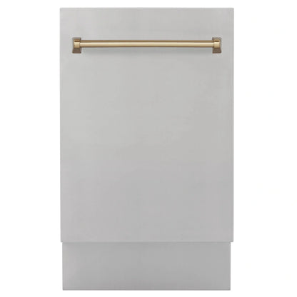 ZLINE Autograph Edition 18 in. Dishwasher in Stainless Steel with Champagne Bronze Handle