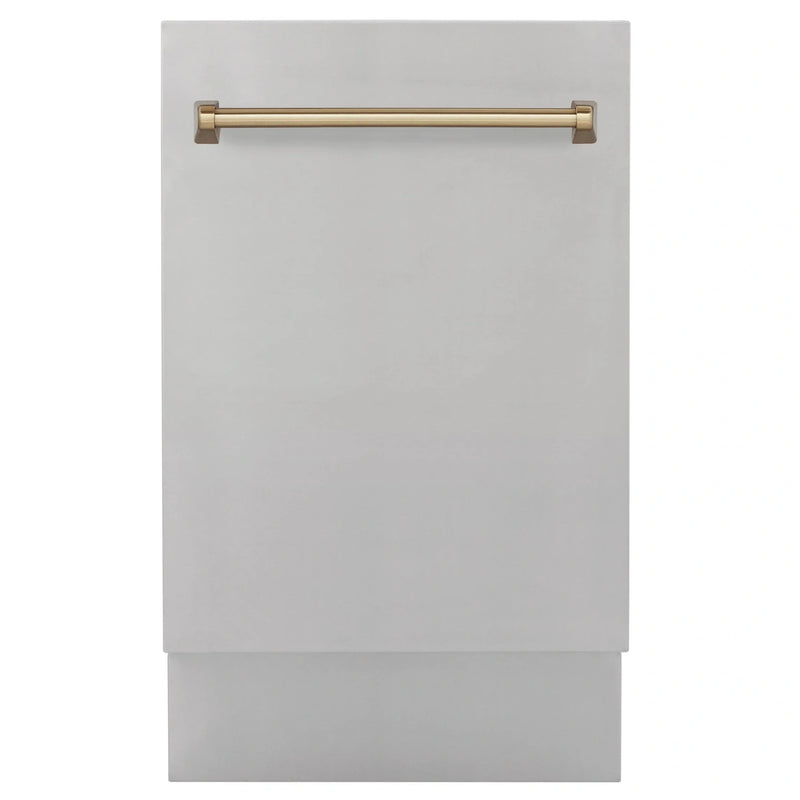 ZLINE Autograph Edition 18 in. Dishwasher in Stainless Steel with Champagne Bronze Handle