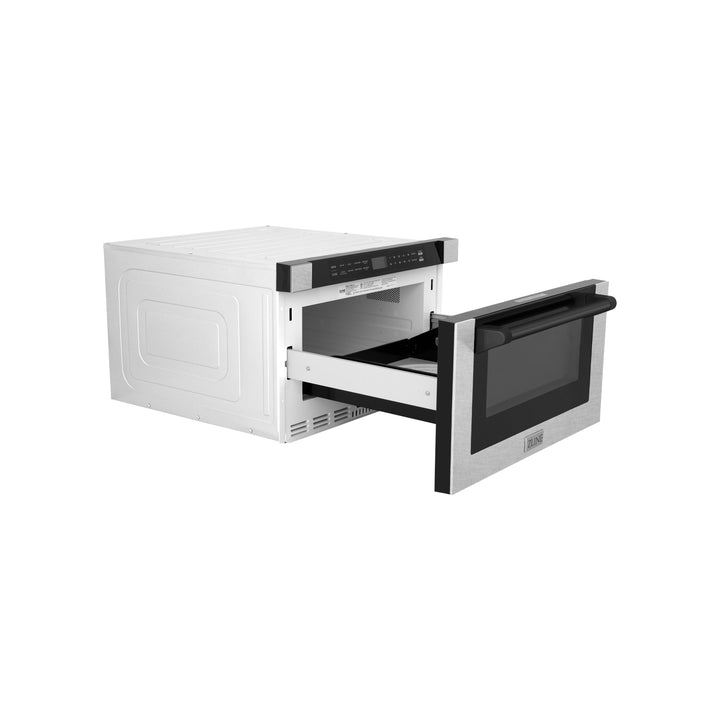 ZLINE Autograph Edition 24" 1.2 cu. ft. Built-in Microwave Drawer with a Traditional Handle in Fingerprint Resistant Stainless Steel MWDZ-1-SS-H