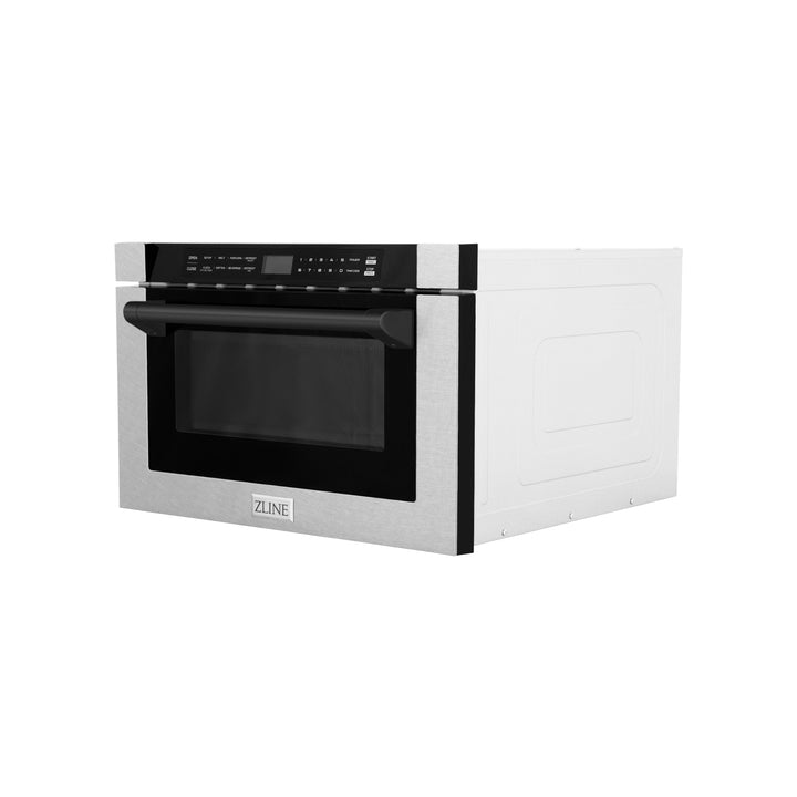 ZLINE Autograph Edition 24" 1.2 cu. ft. Built-in Microwave Drawer with a Traditional Handle in Fingerprint Resistant Stainless Steel MWDZ-1-SS-H