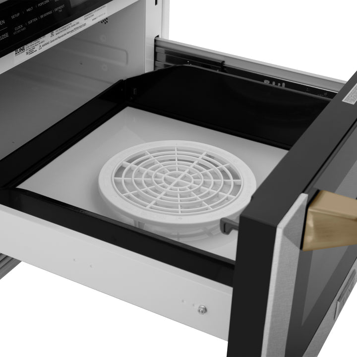 ZLINE Autograph Edition 24" 1.2 cu. ft. Built-in Microwave Drawer with a Traditional Handle in Fingerprint Resistant Stainless Steel MWDZ-1-SS-H