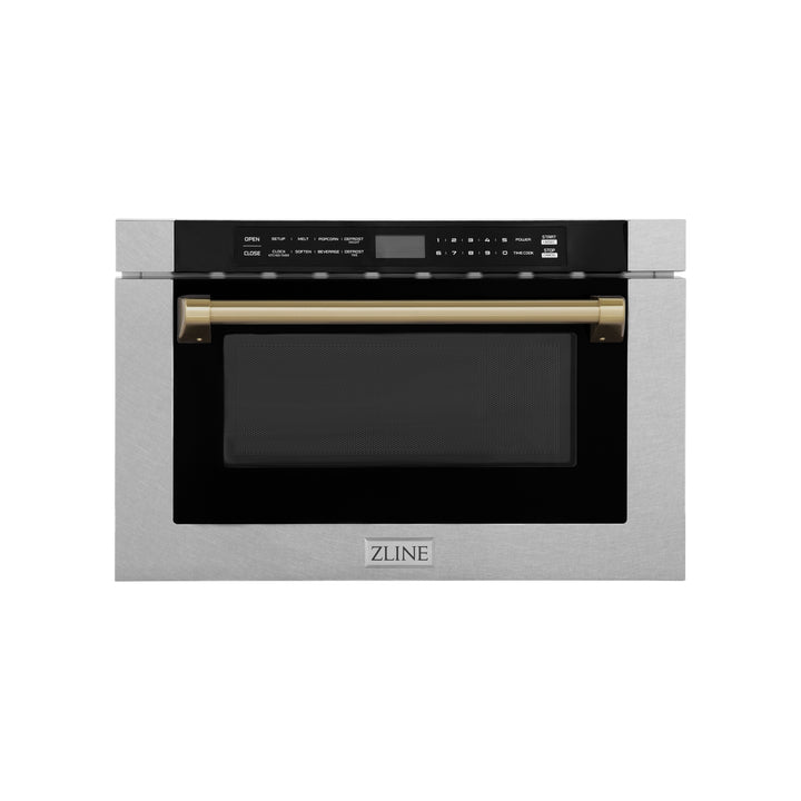 ZLINE Autograph Edition 24" 1.2 cu. ft. Built-in Microwave Drawer with a Traditional Handle in Fingerprint Resistant Stainless Steel MWDZ-1-SS-H