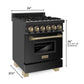 ZLINE Autograph Edition 24" 2.8 cu. ft. Dual Fuel Range with Gas Stove and Electric Oven in Black Stainless Steel with Accents