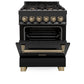 ZLINE Autograph Edition 24" 2.8 cu. ft. Dual Fuel Range with Gas Stove and Electric Oven in Black Stainless Steel with Accents