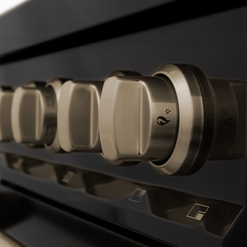 ZLINE Autograph Edition 24" 2.8 cu. ft. Dual Fuel Range with Gas Stove and Electric Oven in Black Stainless Steel with Accents