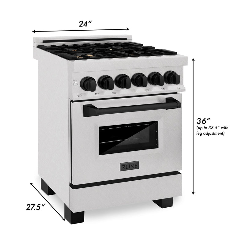 ZLINE Autograph Edition 24" 2.8 cu. ft. Dual Fuel Range with Gas Stove and Electric Oven in DuraSnow Stainless Steel with Accents