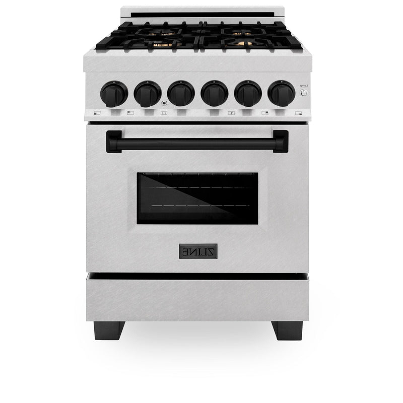 ZLINE Autograph Edition 24" 2.8 cu. ft. Dual Fuel Range with Gas Stove and Electric Oven in DuraSnow Stainless Steel with Accents