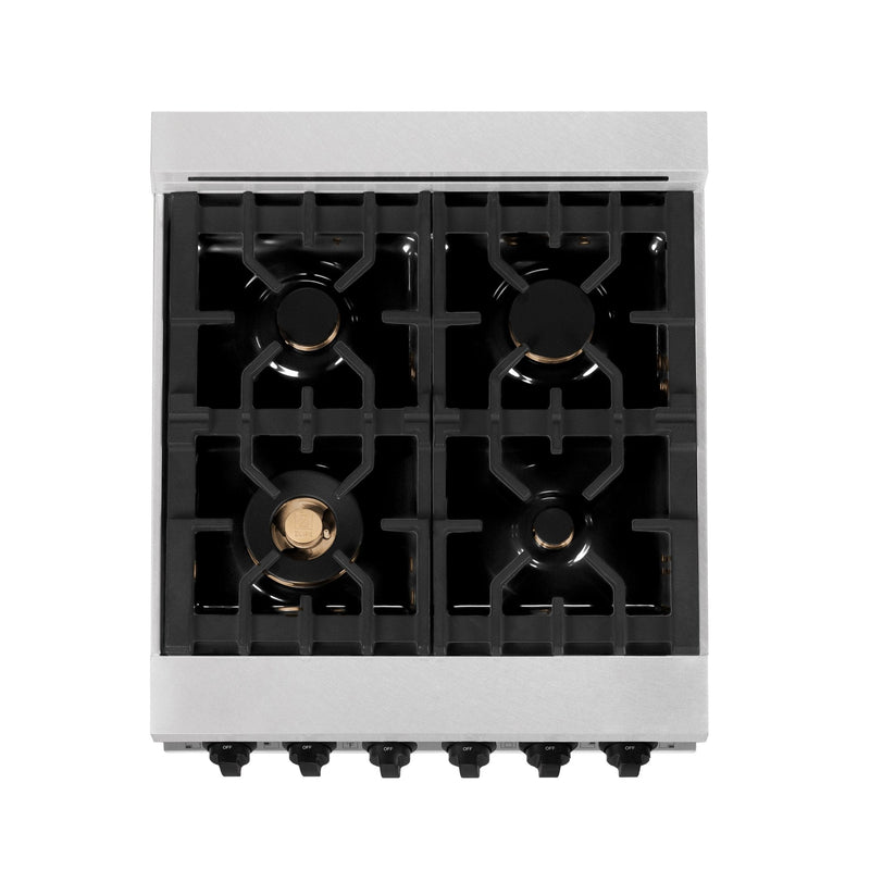 ZLINE Autograph Edition 24" 2.8 cu. ft. Dual Fuel Range with Gas Stove and Electric Oven in DuraSnow Stainless Steel with Accents