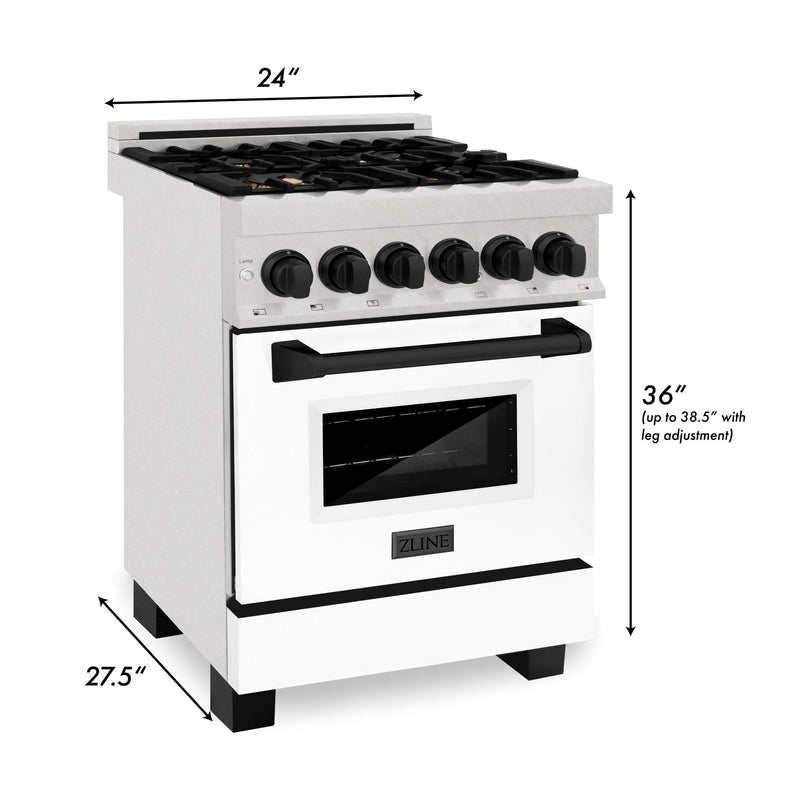ZLINE Autograph Edition 24" 2.8 cu. ft. Dual Fuel Range with Gas Stove and Electric Oven in DuraSnow Stainless Steel with White Matte Door and Accents