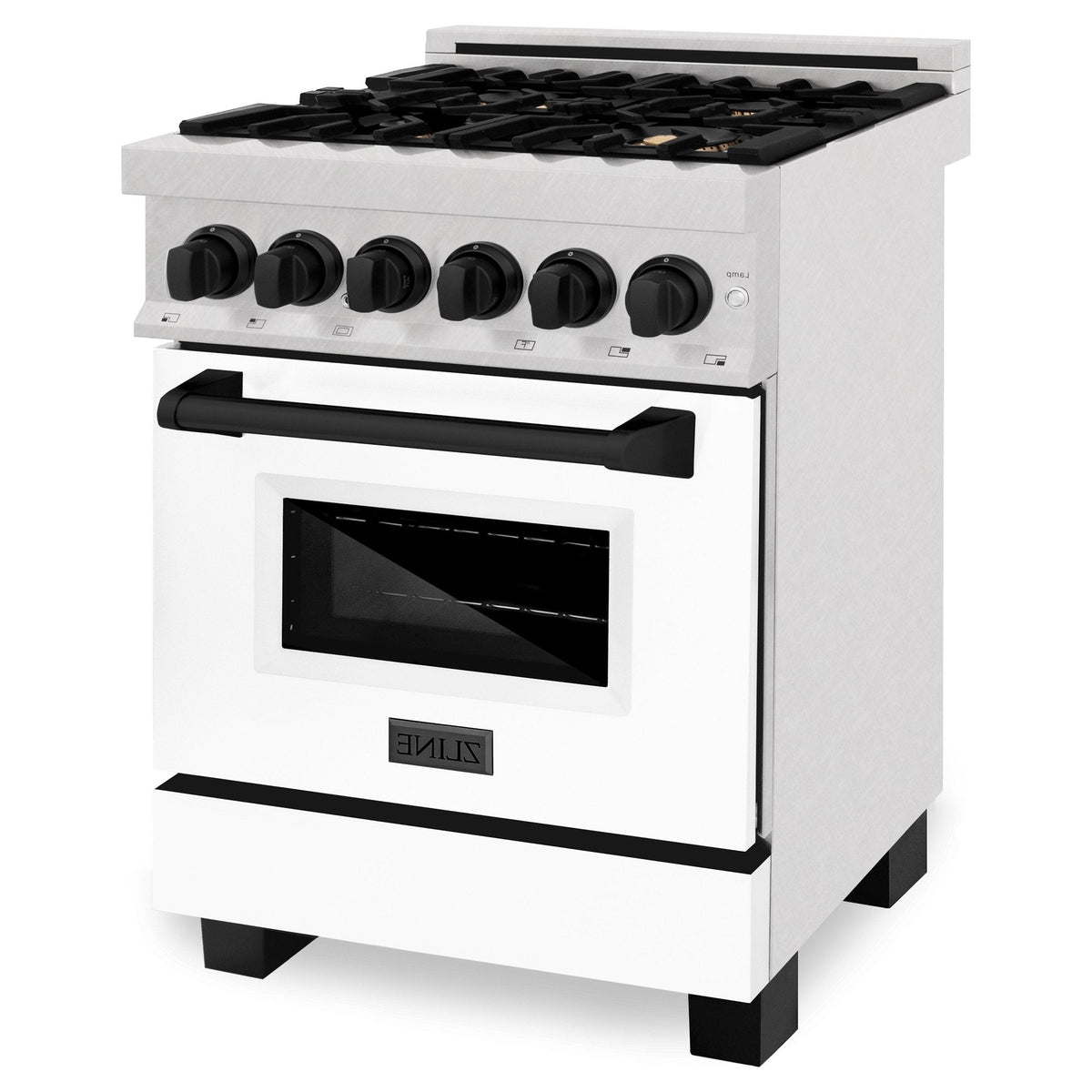ZLINE Autograph Edition 24" 2.8 cu. ft. Dual Fuel Range with Gas Stove and Electric Oven in DuraSnow Stainless Steel with White Matte Door and Accents