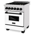 ZLINE Autograph Edition 24" 2.8 cu. ft. Dual Fuel Range with Gas Stove and Electric Oven in DuraSnow Stainless Steel with White Matte Door and Accents