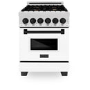 ZLINE Autograph Edition 24" 2.8 cu. ft. Dual Fuel Range with Gas Stove and Electric Oven in DuraSnow Stainless Steel with White Matte Door and Accents