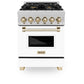 ZLINE Autograph Edition 24" 2.8 cu. ft. Dual Fuel Range with Gas Stove and Electric Oven in DuraSnow Stainless Steel with White Matte Door and Accents - RASZ-WM-24