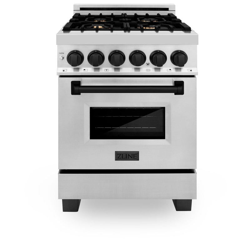 ZLINE Autograph Edition 24" 2.8 cu. ft. Dual Fuel Range with Gas Stove and Electric Oven in Stainless Steel with Accents