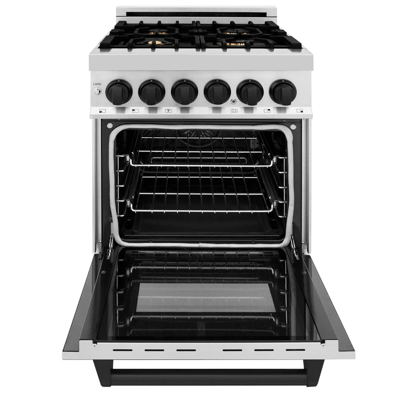ZLINE Autograph Edition 24" 2.8 cu. ft. Dual Fuel Range with Gas Stove and Electric Oven in Stainless Steel with Accents