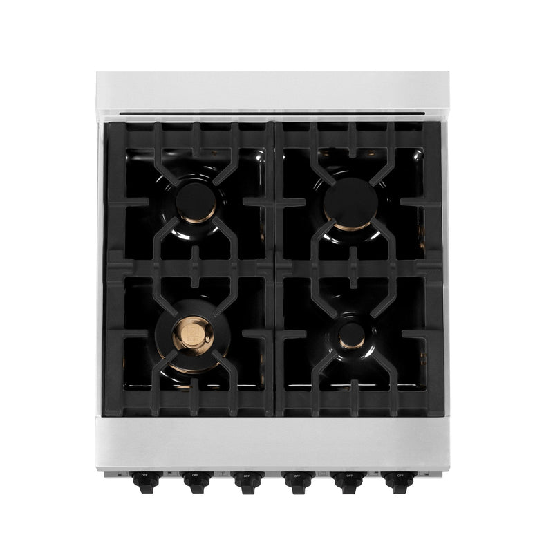 ZLINE Autograph Edition 24" 2.8 cu. ft. Dual Fuel Range with Gas Stove and Electric Oven in Stainless Steel with Accents