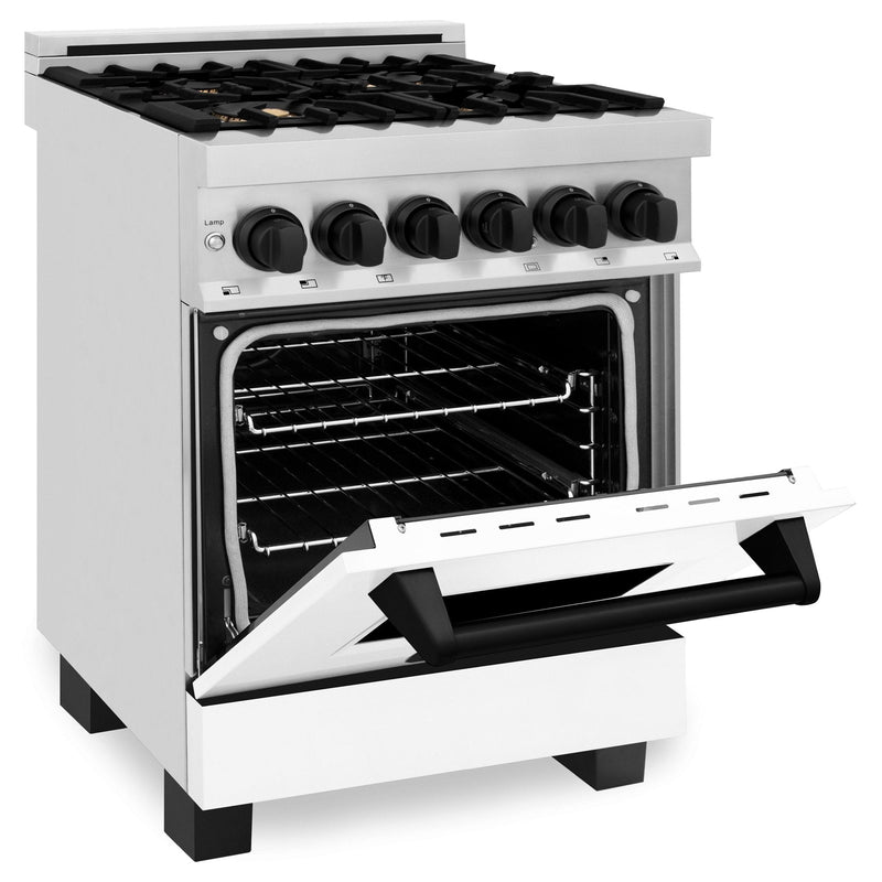 ZLINE Autograph Edition 24" 2.8 cu. ft. Dual Fuel Range with Gas Stove and Electric Oven in Stainless Steel with White Matte Door and Accents