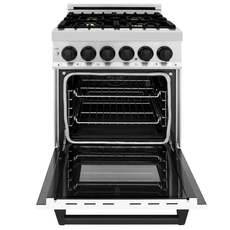 ZLINE Autograph Edition 24" 2.8 cu. ft. Dual Fuel Range with Gas Stove and Electric Oven in Stainless Steel with White Matte Door and Accents