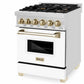 ZLINE Autograph Edition 24" 2.8 cu. ft. Dual Fuel Range with Gas Stove and Electric Oven in Stainless Steel with White Matte Door and Accents - RAZ-WM-24