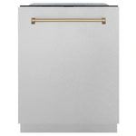 ZLINE Autograph Edition 24" 3rd Rack Top Control Tall Tub Dishwasher in DuraSnow Stainless Steel with Accent Handle, 45dBa
