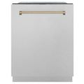 ZLINE Autograph Edition 24" 3rd Rack Top Control Tall Tub Dishwasher in DuraSnow Stainless Steel with Accent Handle, 45dBa
