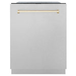 ZLINE Autograph Edition 24" 3rd Rack Top Control Tall Tub Dishwasher in DuraSnow Stainless Steel with Accent Handle, 45dBa
