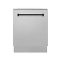 ZLINE Autograph Edition 24" 3rd Rack Top Control Tall Tub Dishwasher in DuraSnow Stainless Steel with Accent Handle, 51dBa