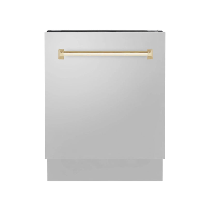 ZLINE Autograph Edition 24" 3rd Rack Top Control Tall Tub Dishwasher in Stainless Steel with Accent Handle, 51dBa