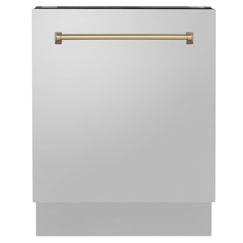 ZLINE Autograph Edition 24" 3rd Rack Top Control Tall Tub Dishwasher in Stainless Steel with Accent Handle, 51dBa