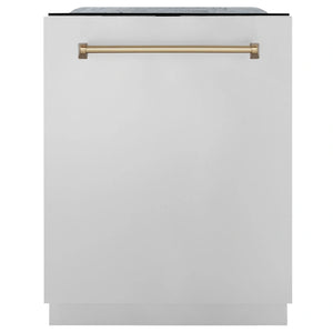ZLINE Autograph Edition 24" 3rd Rack Top Touch Control Tall Tub Dishwasher in Stainless Steel with Accent Handle, 45dBa 