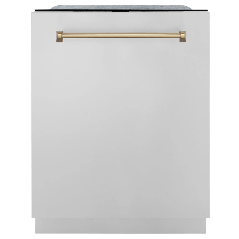 ZLINE Autograph Edition 24" 3rd Rack Top Touch Control Tall Tub Dishwasher in Stainless Steel with Accent Handle, 45dBa 