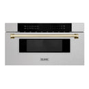 ZLINE Autograph Edition 30" 1.2 cu. ft. Built-In Microwave Drawer in Fingerprint Resistant Stainless Steel with Accents MWDZ-30-SS