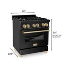 ZLINE Autograph Edition 30" 4.0 cu. ft. Dual Fuel Range with Gas Stove and Electric Oven in Black Stainless Steel with Accents