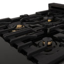 ZLINE Autograph Edition 30" 4.0 cu. ft. Dual Fuel Range with Gas Stove and Electric Oven in Black Stainless Steel with Accents