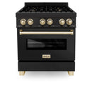 ZLINE Autograph Edition 30" 4.0 cu. ft. Dual Fuel Range with Gas Stove and Electric Oven in Black Stainless Steel with Accents