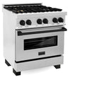 ZLINE Autograph Edition 30" 4.0 cu. ft. Dual Fuel Range with Gas Stove and Electric Oven in DuraSnow Stainless Steel with Accents