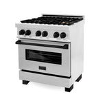 ZLINE Autograph Edition 30" 4.0 cu. ft. Dual Fuel Range with Gas Stove and Electric Oven in DuraSnow Stainless Steel with Accents