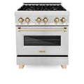 ZLINE Autograph Edition 30" 4.0 cu. ft. Dual Fuel Range with Gas Stove and Electric Oven in DuraSnow Stainless Steel with Accents