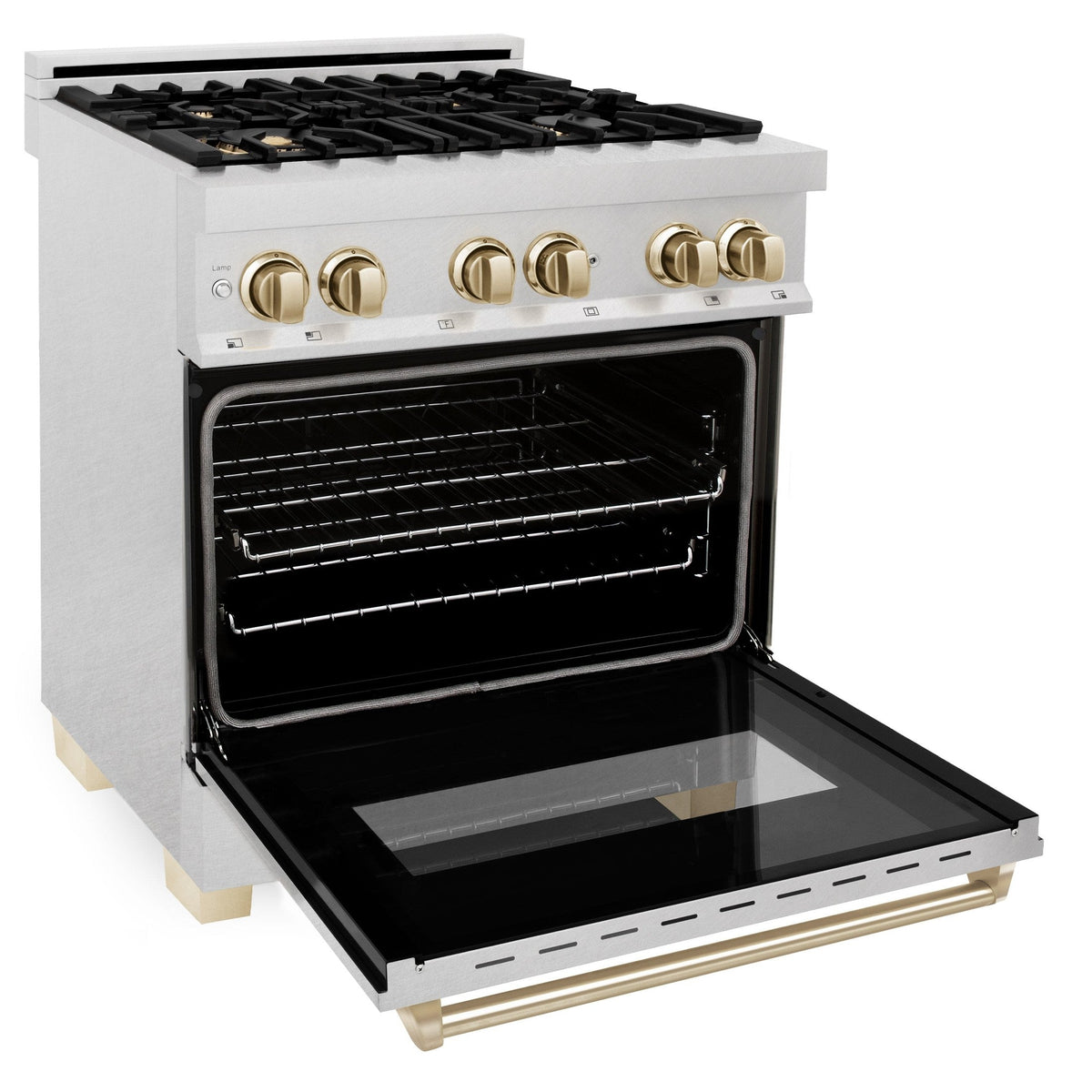 ZLINE Autograph Edition 30" 4.0 cu. ft. Dual Fuel Range with Gas Stove and Electric Oven in DuraSnow Stainless Steel with Accents