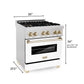 ZLINE Autograph Edition 30" 4.0 cu. ft. Dual Fuel Range with Gas Stove and Electric Oven in DuraSnow Stainless Steel with White Matte Door and Accents