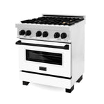 ZLINE Autograph Edition 30" 4.0 cu. ft. Dual Fuel Range with Gas Stove and Electric Oven in DuraSnow Stainless Steel with White Matte Door and Accents
