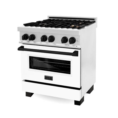 ZLINE Autograph Edition 30" 4.0 cu. ft. Dual Fuel Range with Gas Stove and Electric Oven in DuraSnow Stainless Steel with White Matte Door and Accents