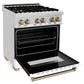 ZLINE Autograph Edition 30" 4.0 cu. ft. Dual Fuel Range with Gas Stove and Electric Oven in Stainless Steel with White Matte Door and Accents