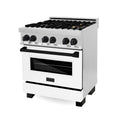 ZLINE Autograph Edition 30" 4.0 cu. ft. Dual Fuel Range with Gas Stove and Electric Oven in Stainless Steel with White Matte Door and Accents