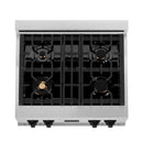 ZLINE Autograph Edition 30" Porcelain Rangetop with 4 Gas Burners in DuraSnow Stainless Steel With Accents