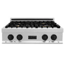ZLINE Autograph Edition 30" Porcelain Rangetop with 4 Gas Burners in DuraSnow Stainless Steel With Accents