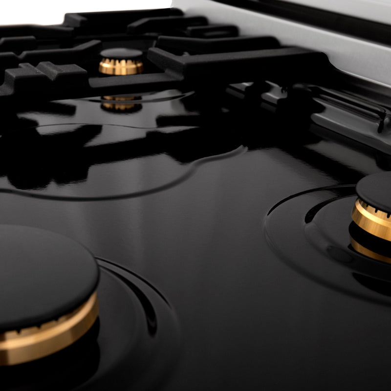 ZLINE Autograph Edition 30" Porcelain Rangetop with 4 Gas Burners in Stainless Steel with Accents