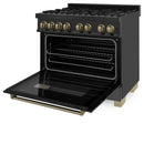 ZLINE Autograph Edition 36" 4.6 cu. ft. Dual Fuel Range with Gas Stove and Electric Oven in Black Stainless Steel with Accents