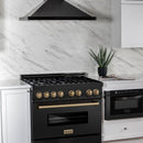 ZLINE Autograph Edition 36" 4.6 cu. ft. Dual Fuel Range with Gas Stove and Electric Oven in Black Stainless Steel with Accents