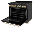 ZLINE Autograph Edition 36" 4.6 cu. ft. Dual Fuel Range with Gas Stove and Electric Oven in Black Stainless Steel with Accents